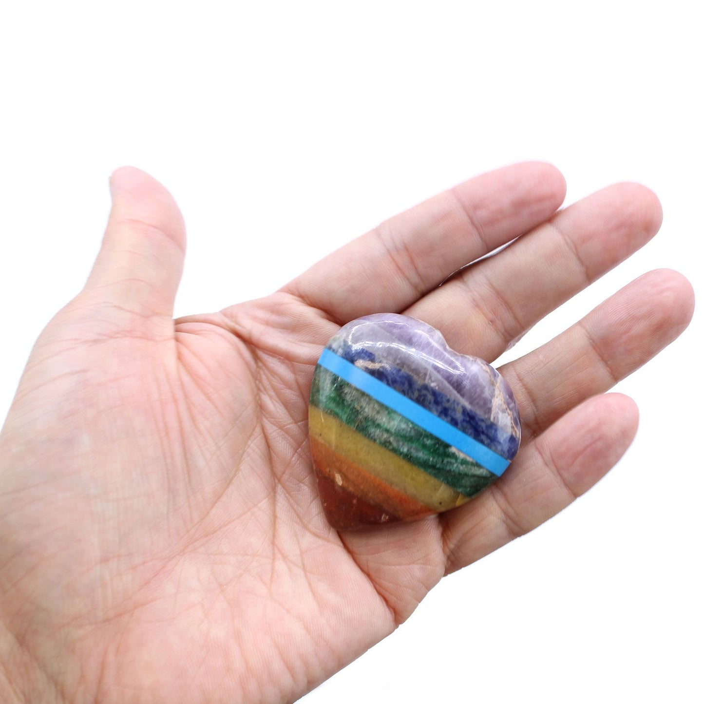 Chakra Heart Crystal – 45–60mm | Bonded Gemstone Heart for Balance & Energy