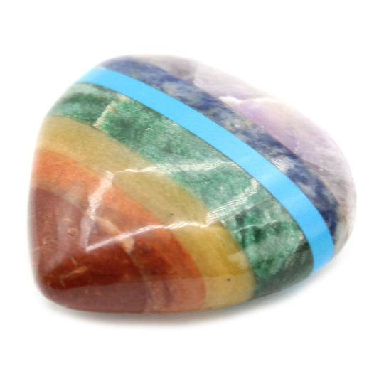 Chakra Heart Crystal – 45–60mm | Bonded Gemstone Heart for Balance & Energy