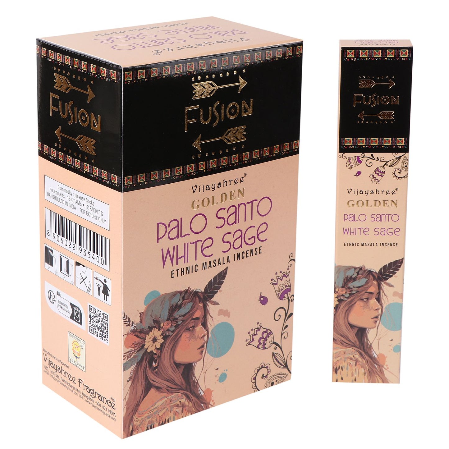 Palo Santo & White Sage Incense Sticks | Energy Cleansing and Protection | Meditation and Ritual Smudge Blend – 15g