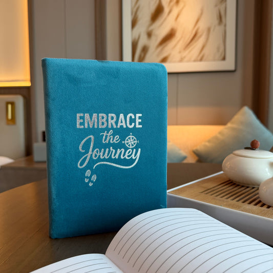 Light Blue Velvet Notebook – Embrace the Journey (80 Pages)