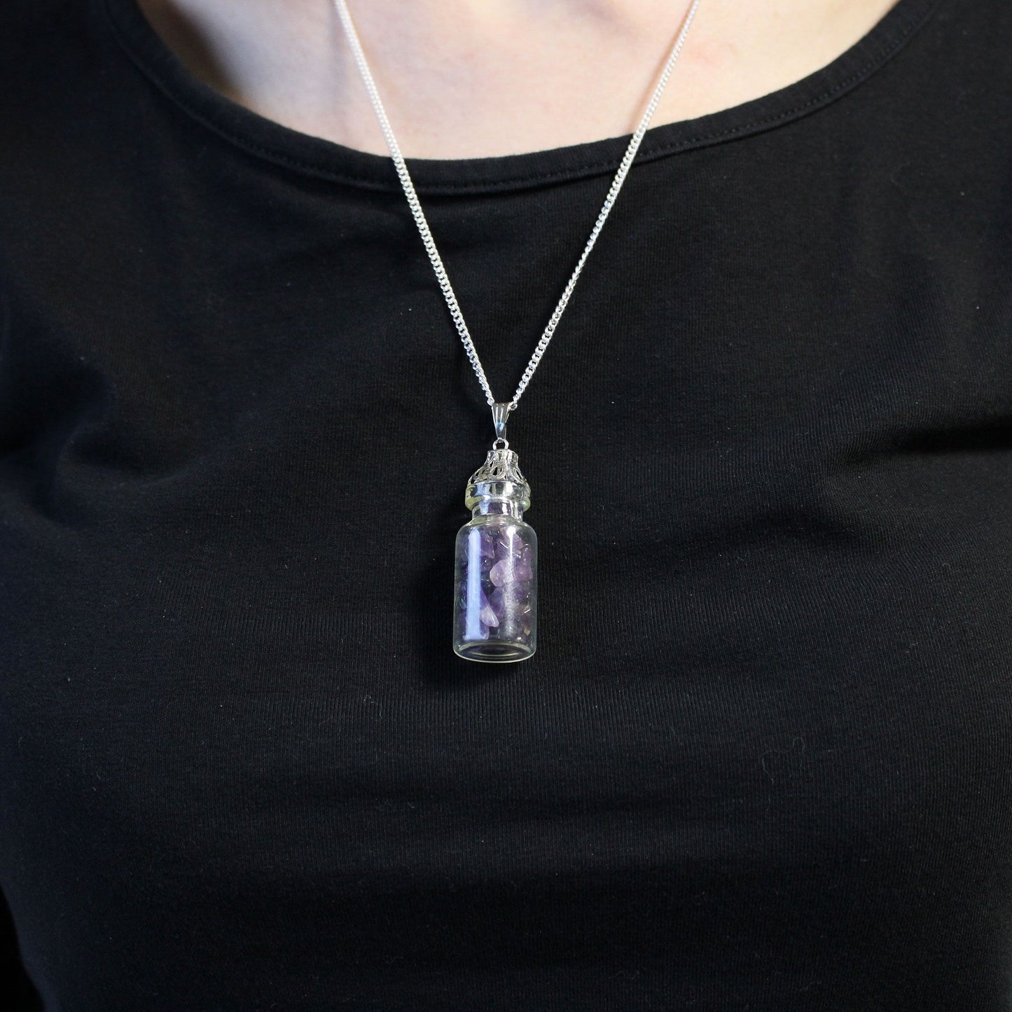 Bottled Gemstones Necklace – Amethyst | Calm, Clarity & Protection