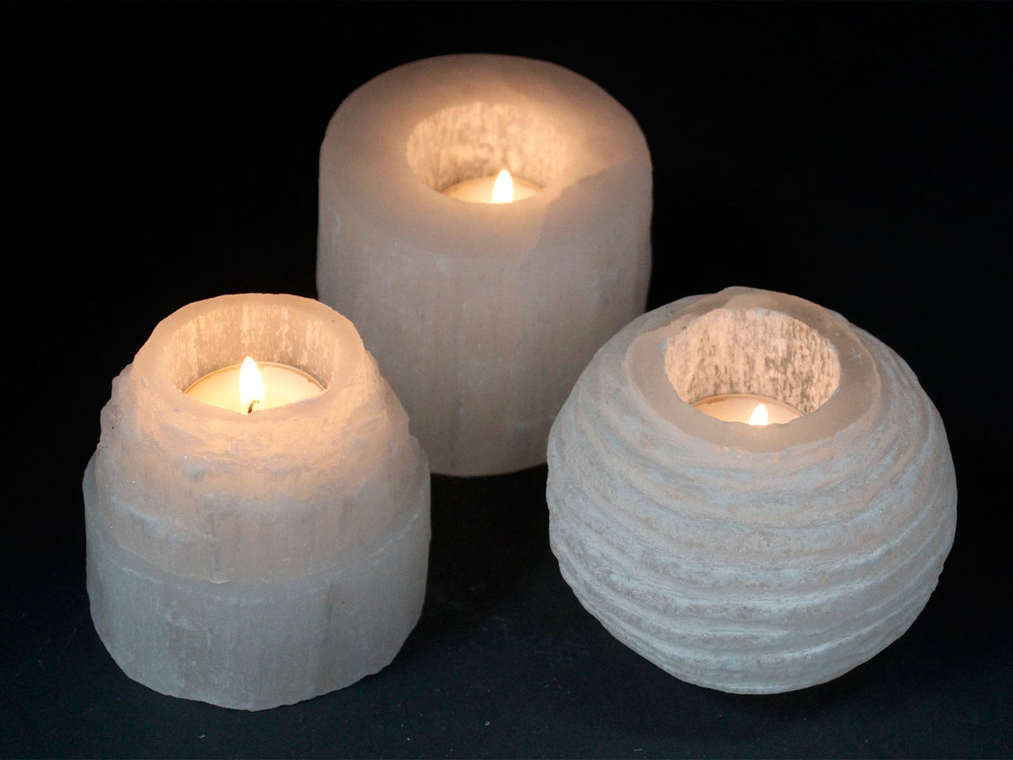 Selenite Snowball Candle Holder – 8cm | Cleansing • Calm • Clarity