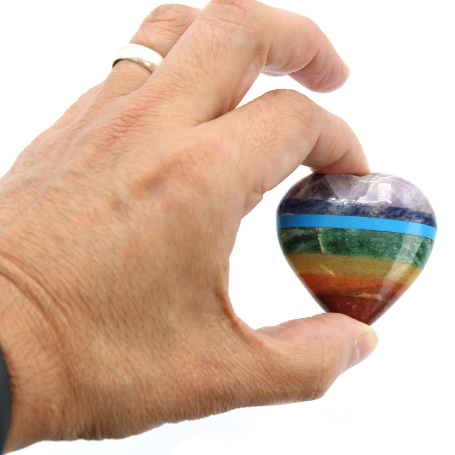 Chakra Heart Crystal – 45–60mm | Bonded Gemstone Heart for Balance & Energy