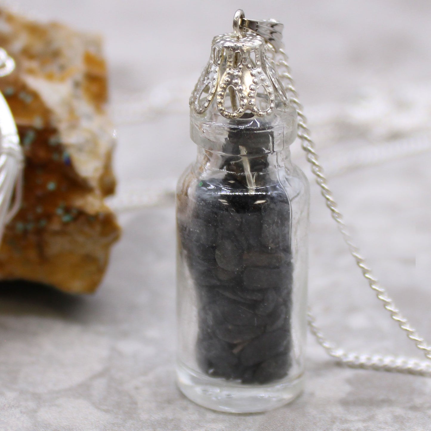Bottled Gemstones Necklace – Black Onyx | Strength, Focus & Protection