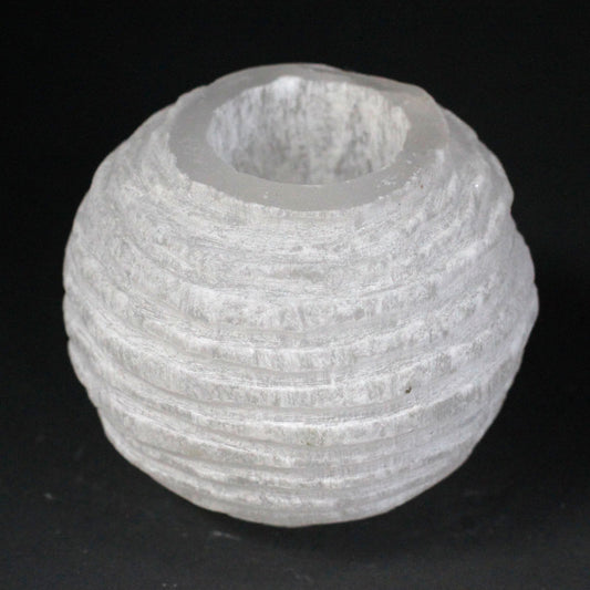Selenite Snowball Candle Holder – 8cm | Cleansing • Calm • Clarity