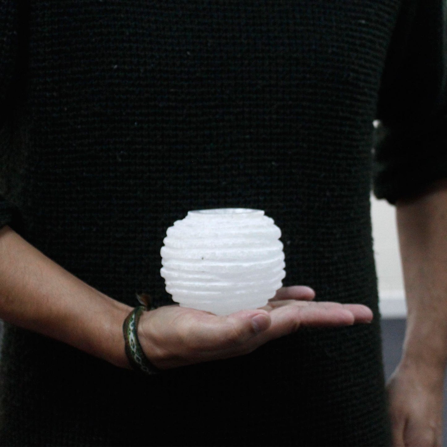 Selenite Snowball Candle Holder – 8cm | Cleansing • Calm • Clarity