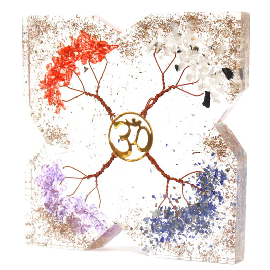 Orgonite Desk Power Pack – 4 Tree Copper Attractor | Crystal Energy Decor for Focus & Flow