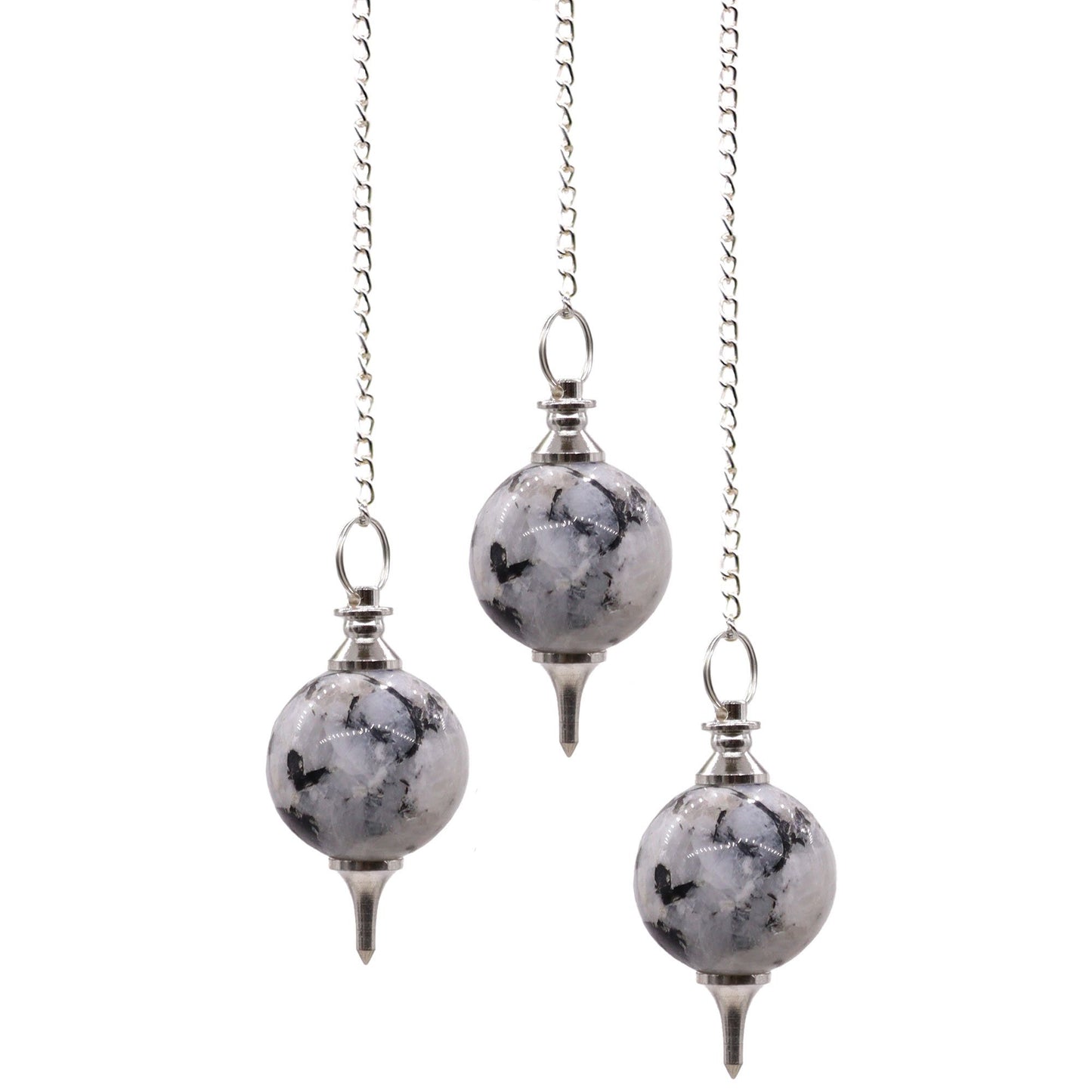 Sphere Pendulum – Rainbow Moonstone | Crystal Dowsing Tool for Intuition, Reiki & Divination