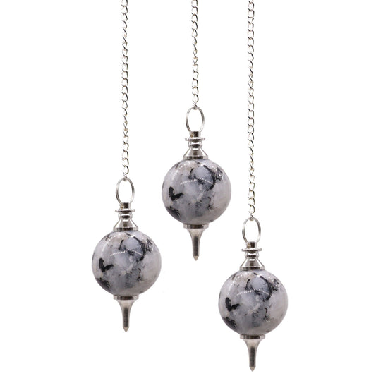Sphere Pendulum – Rainbow Moonstone | Crystal Dowsing Tool for Intuition, Reiki & Divination