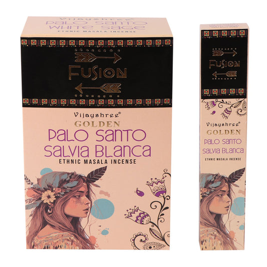 Palo Santo & White Sage Incense Sticks | Energy Cleansing and Protection | Meditation and Ritual Smudge Blend – 15g