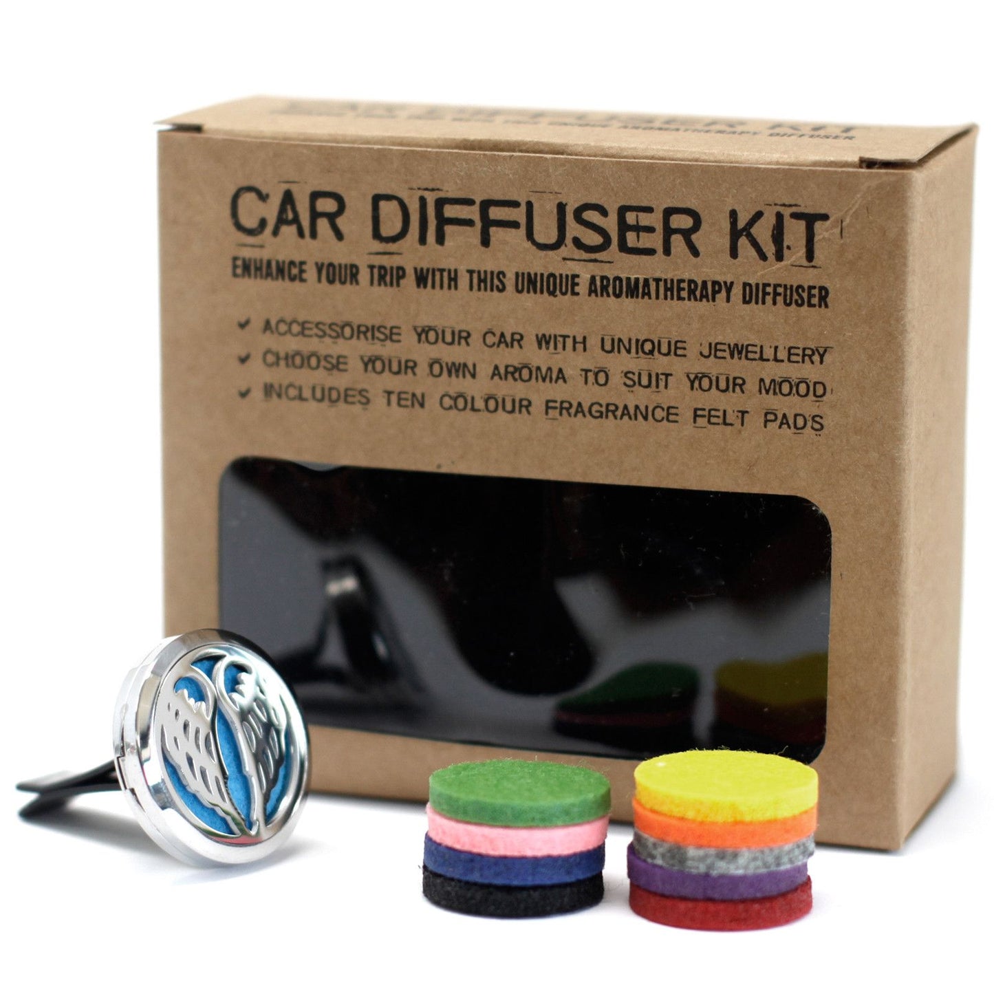 Car Diffuser Kit – Angel Wings Stainless Steel Vent Clip with Felt Pads for Aromatherapy Essential Oil